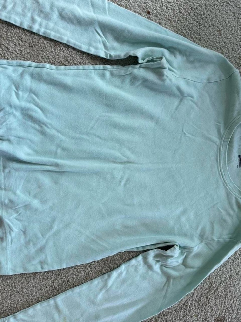 Basic Editions Women’s Crewneck long sleeve tee in Light Aqua- SIZE MEDIUM